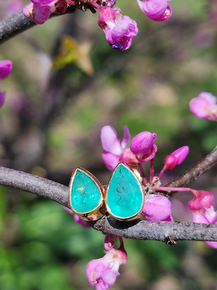 2.41 Carat Naturally Mined Untreated Colombian Emerald Earrings 18k GOLD ICG CER - JDColFashion