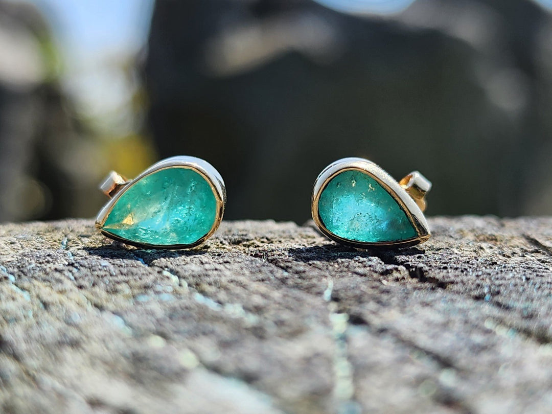 2.41 Carat Naturally Mined Untreated Colombian Emerald Earrings 18k GOLD ICG CER - JDColFashion