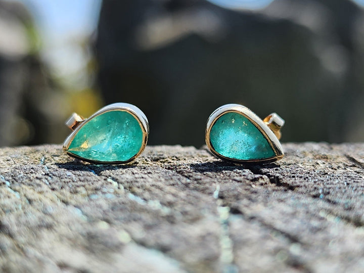 2.41 Carat Naturally Mined Untreated Colombian Emerald Earrings 18k GOLD ICG CER - JDColFashion