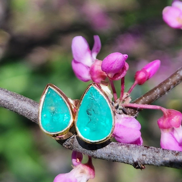 2.41 Carat Naturally Mined Untreated Colombian Emerald Earrings 18k GOLD ICG CER - JDColFashion