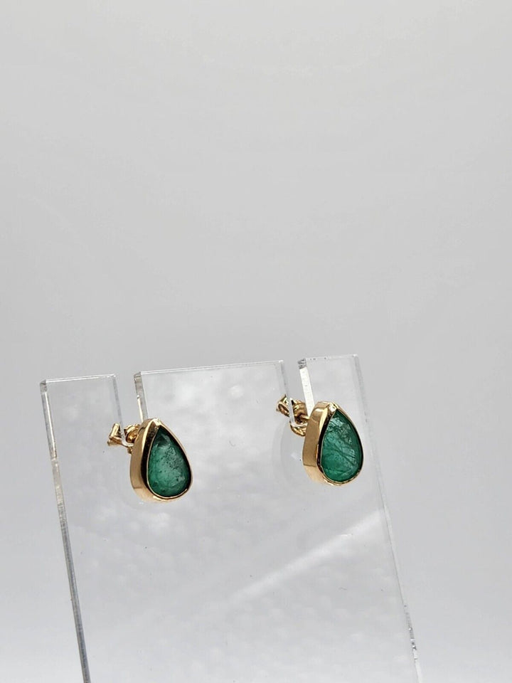 2.41 Carat Naturally Mined Untreated Colombian Emerald Earrings 18k GOLD ICG CER - JDColFashion