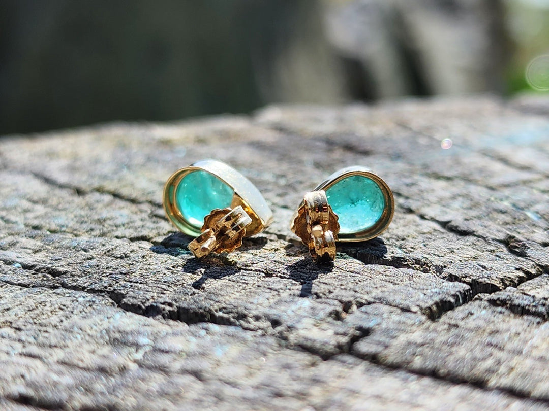 2.41 Carat Naturally Mined Untreated Colombian Emerald Earrings 18k GOLD ICG CER - JDColFashion