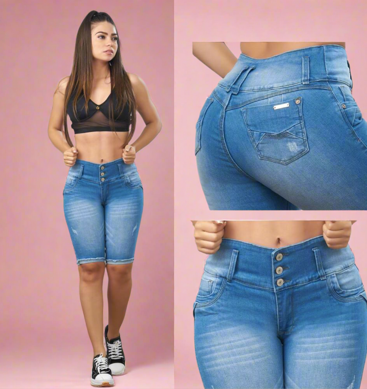 7081 100%  Authentic Colombian  Push Up Capri