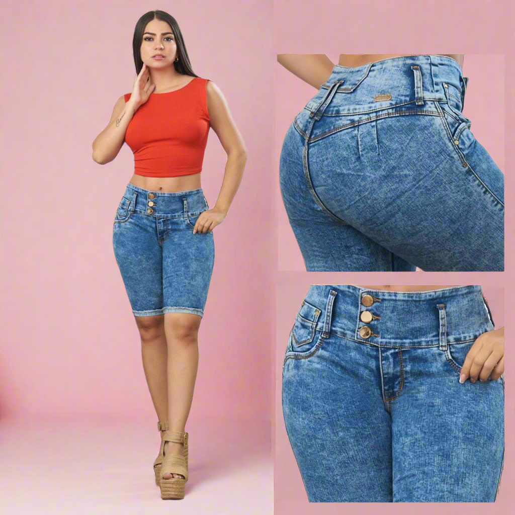 7063 100%  Authentic Colombian  Push Up Capri