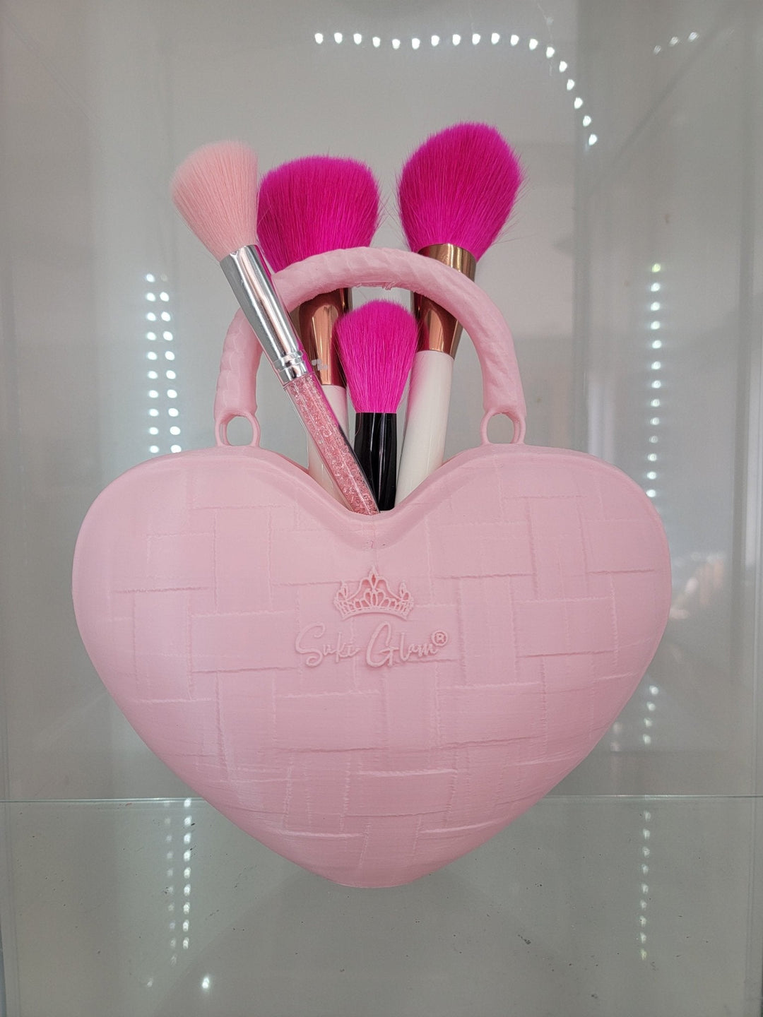 Blush Heart Woven Brush Holder - Glamorous Vanity Essential