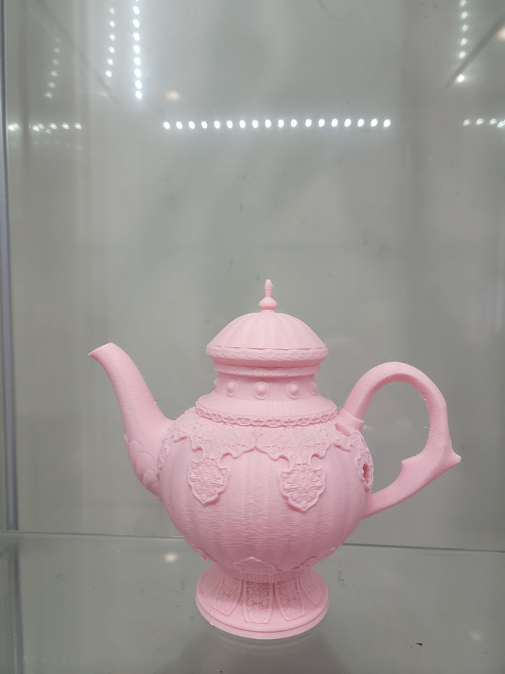 Vintage-Inspired Pink Teapot Brush Holder – 3D Printed Glamorous Makeup Organizer