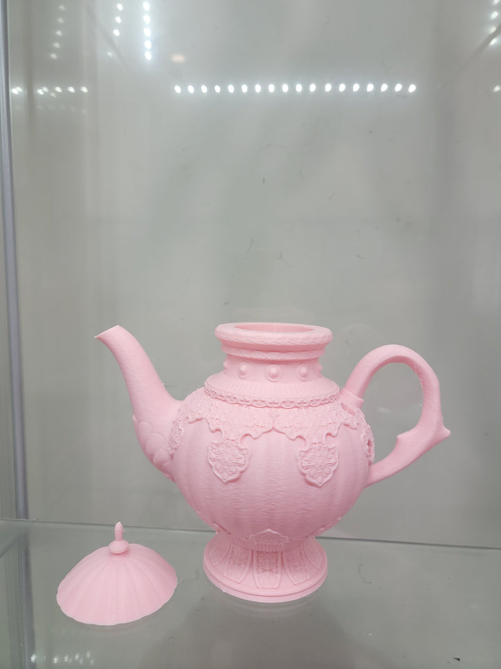 Vintage-Inspired Pink Teapot Brush Holder – 3D Printed Glamorous Makeup Organizer