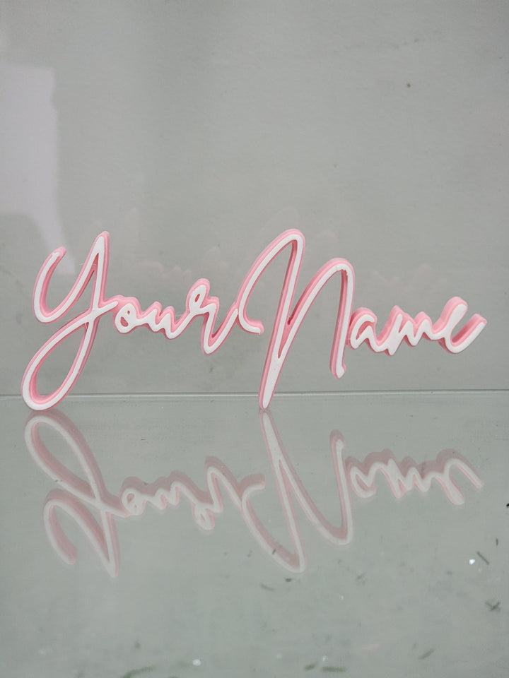 Custom 3D-Printed Name Sign – Personalized Glam Pink & White Wall Decor