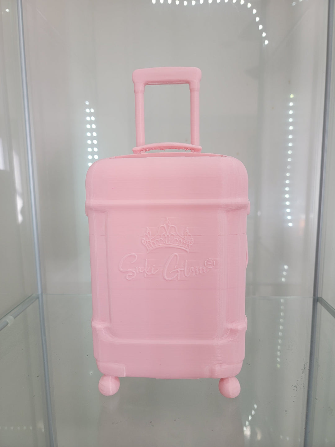 Pink Luggage Vanity & Home Decor Makeup Organizer and Brush Holder