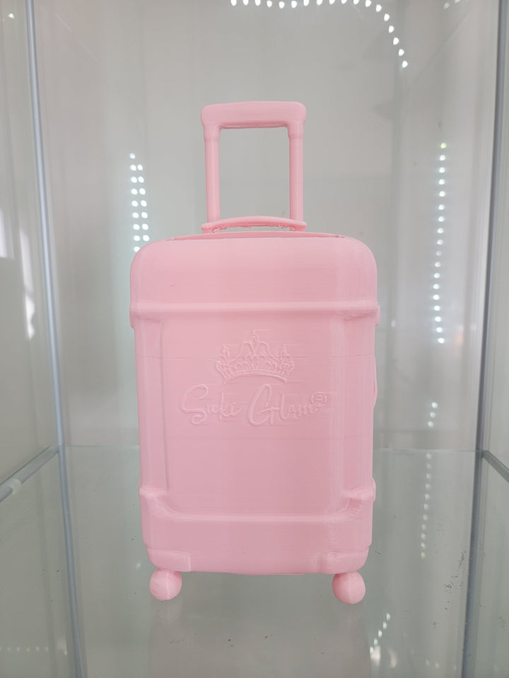 Pink Luggage Vanity & Home Decor Makeup Organizer and Brush Holder