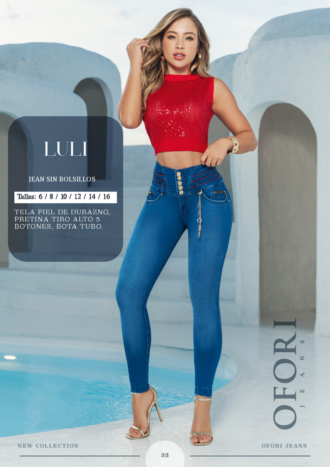 Luli 100% Authentic Colombian Push-Up Skinny Jeans with Hanging Chain