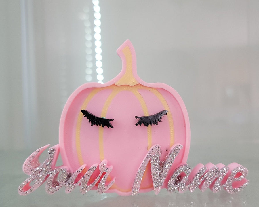 3D printed Personalized Glitter Pumpkin with Eyelashes - Suki Glam - 