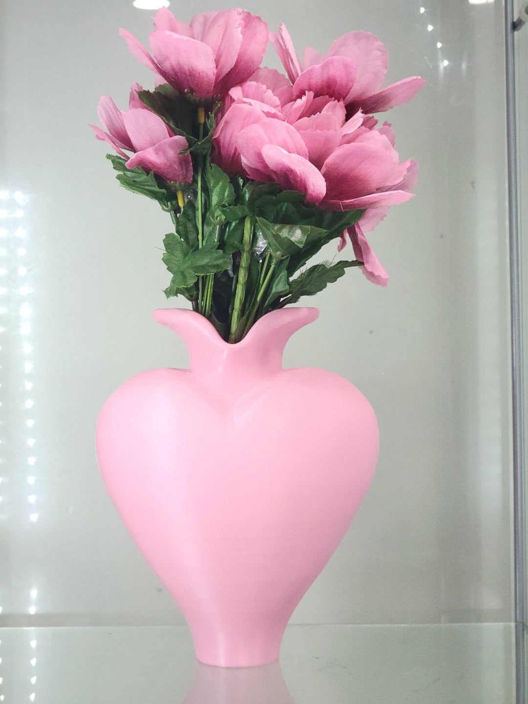 3D Printed Pink Heart Vase & Brush Holder - Floral Decor & Organizer - JDColFashion