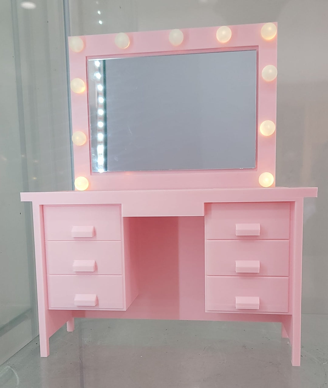 3D Printed Real Mirror & LED LIGHTS Makeup Brush Holder Vanity Desk Design - JDColFashion