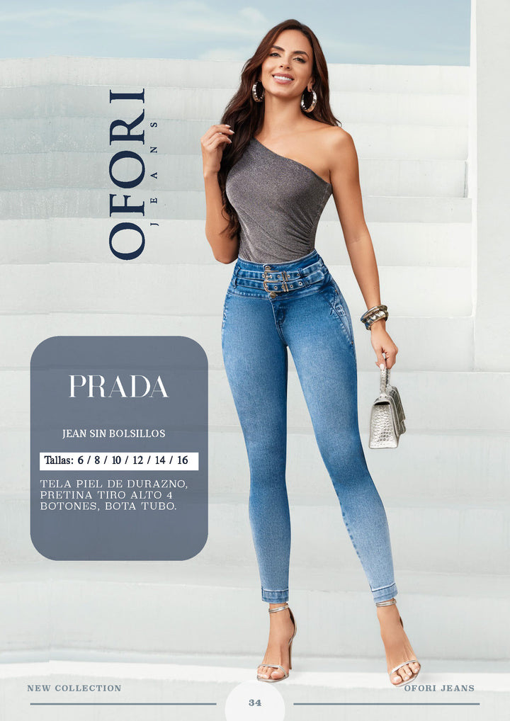 Prada 100% Authentic Colombian Push-Up Skinny Jeans with Double Buckle Waistband