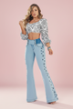 Baccon 100% Authentic Colombian Push-Up Flare Jeans with Floral Side Embroidery