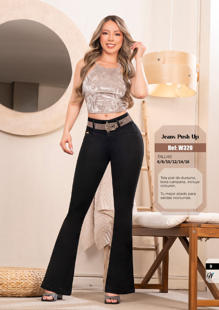 W-320 100%  Authentic Colombian Push Up Jeans (Mid Rise, Flared Leg)
