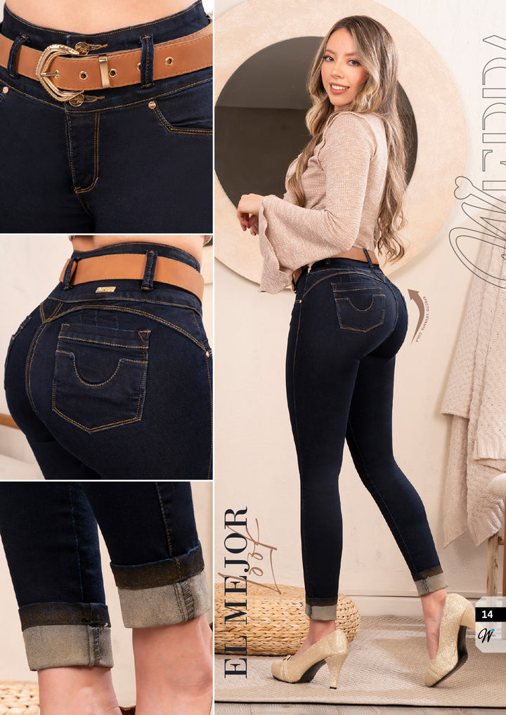 W-322 100% Authentic Colombian Push Up Jeans (Tummy Control, High Waist, Cuffed Jeans)