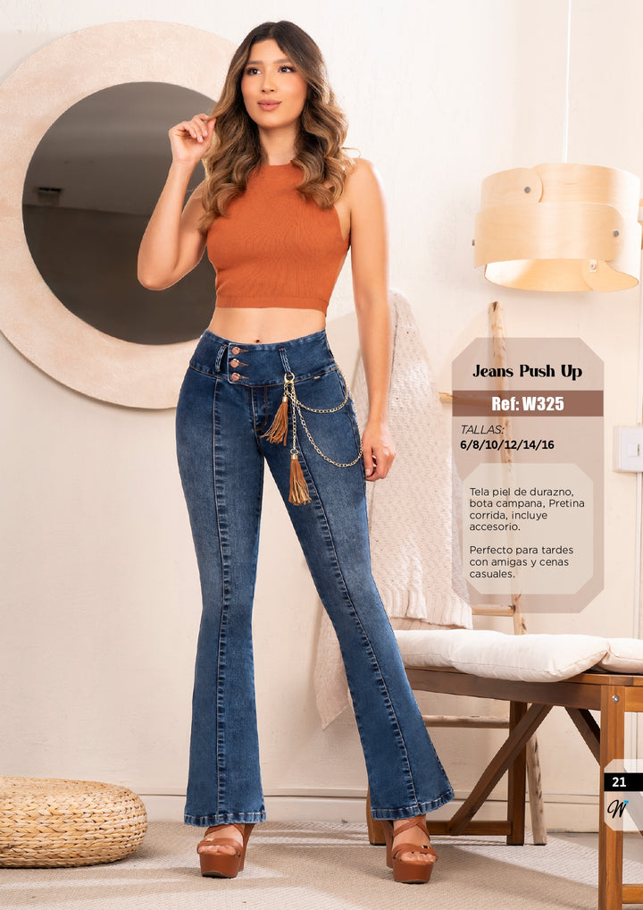 W-325 100%  Authentic Colombian Push Up Jeans (Tummy Control, Flare Jeans)