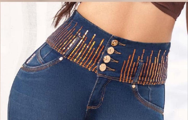 Julieth 100% Authentic Colombian Push Up Jeans copper-toned sequins