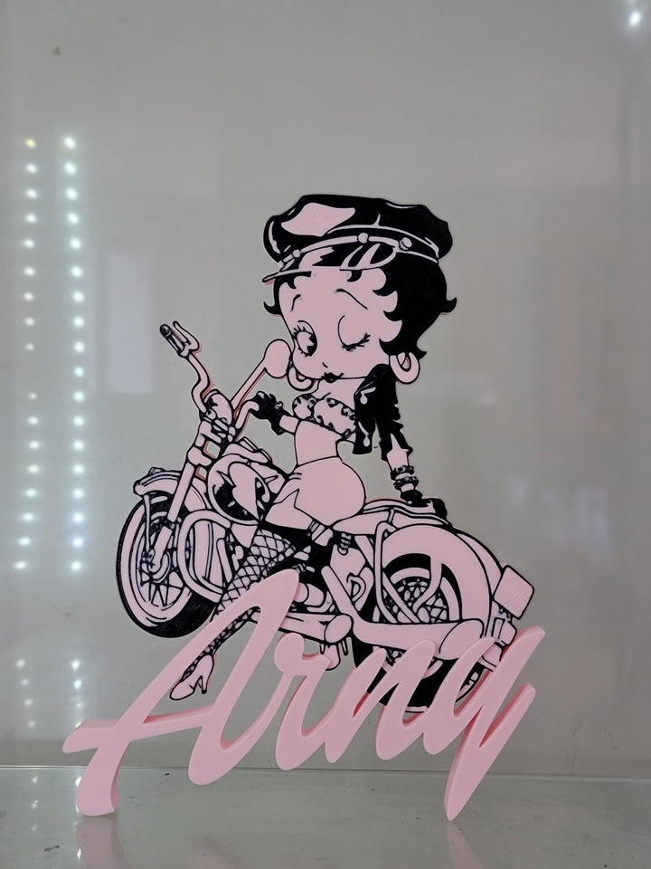 Betty Boop Motorcycle Name Plaque - Custom Decor Gift - JDColFashion