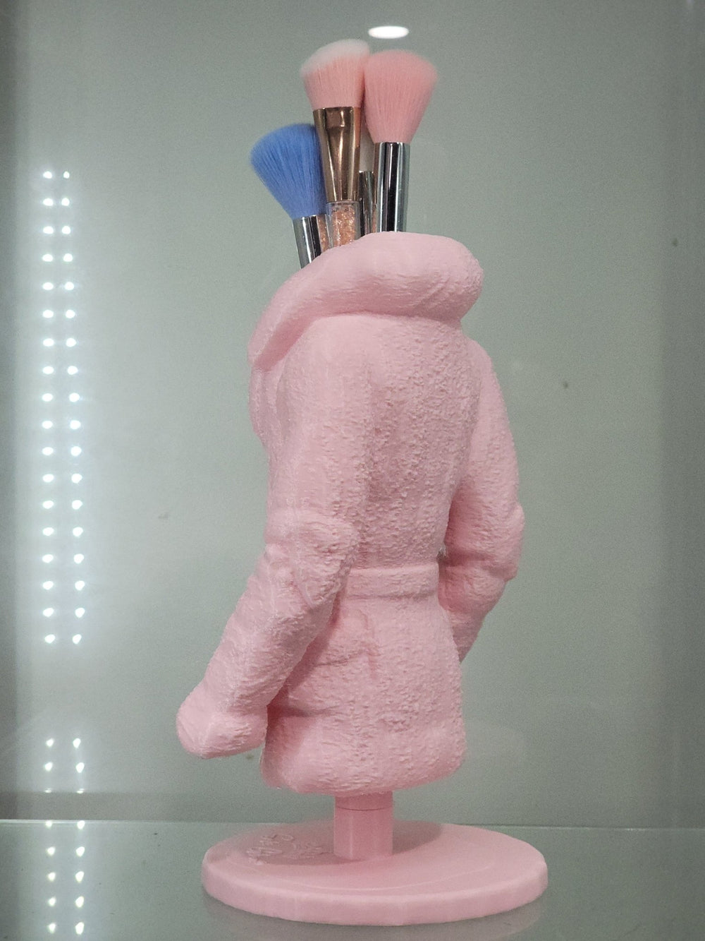 Cozy Pink Coat Makeup Brush Holder - Chic Vanity Organizer - JDColFashion