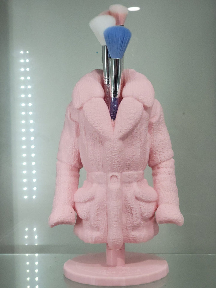 Cozy Pink Coat Makeup Brush Holder - Chic Vanity Organizer - JDColFashion