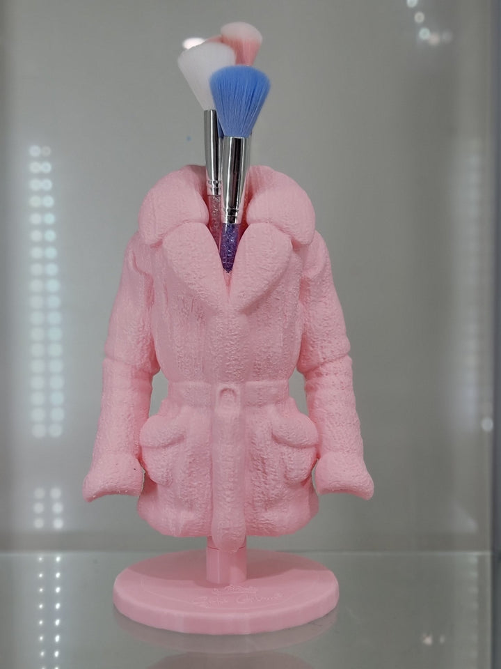 Cozy Pink Coat Makeup Brush Holder - Chic Vanity Organizer - JDColFashion