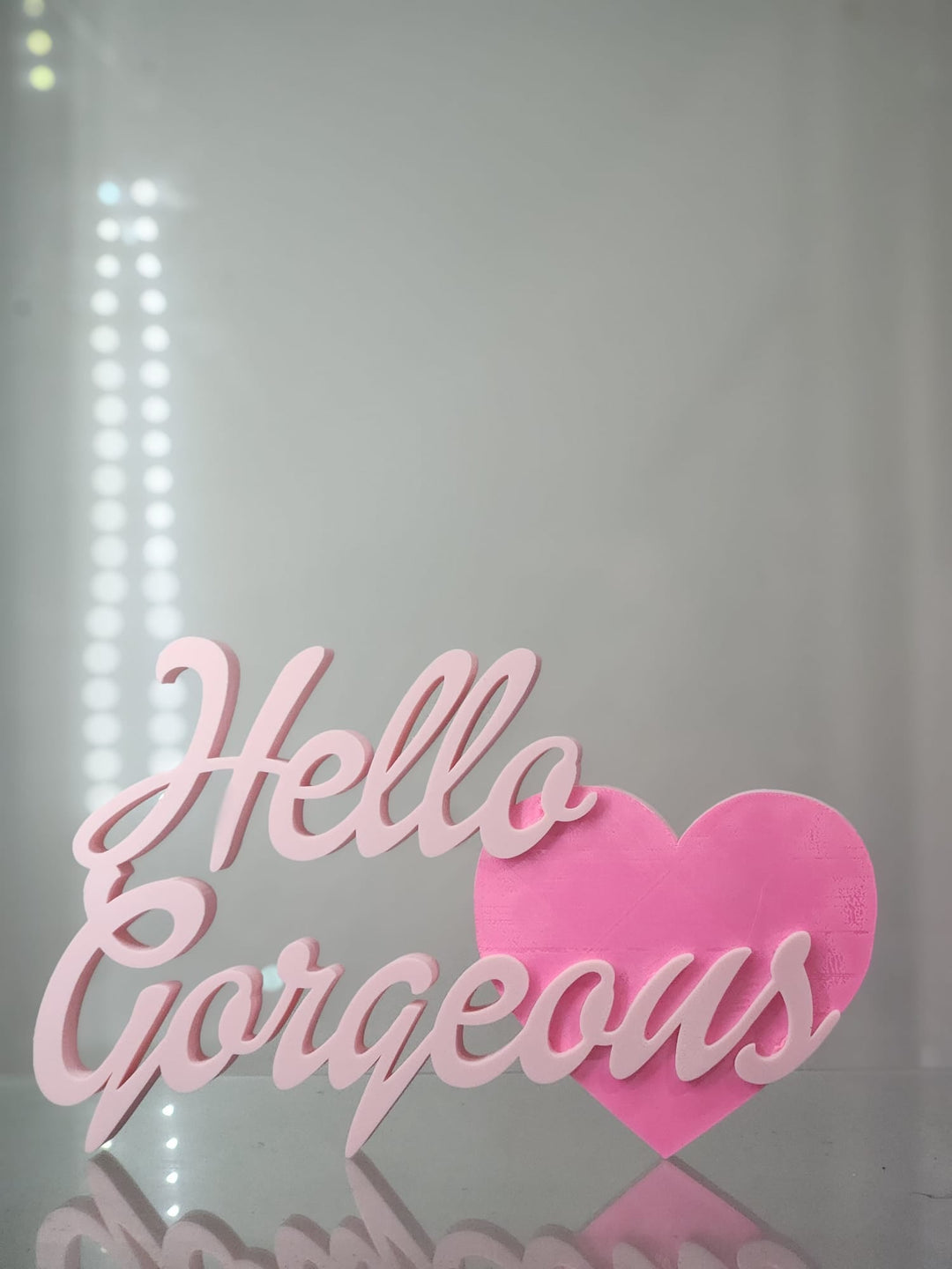 "Hello Gorgeous" 3D - Printed Pink Sign with Heart – Ideal for Vanity & Home Décor - JDColFashion