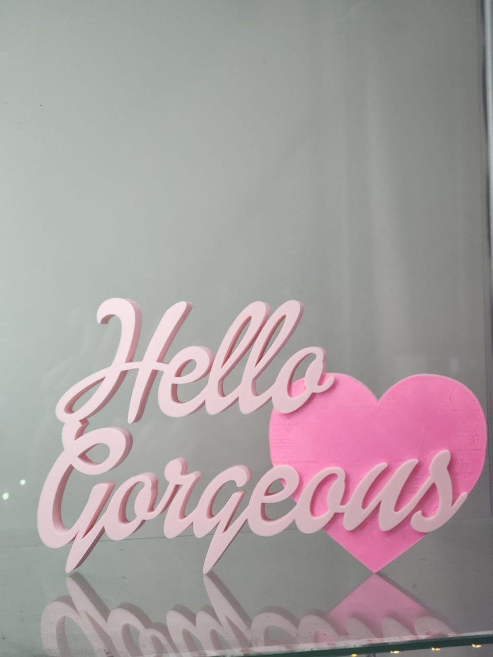 "Hello Gorgeous" 3D - Printed Pink Sign with Heart – Ideal for Vanity & Home Décor - JDColFashion