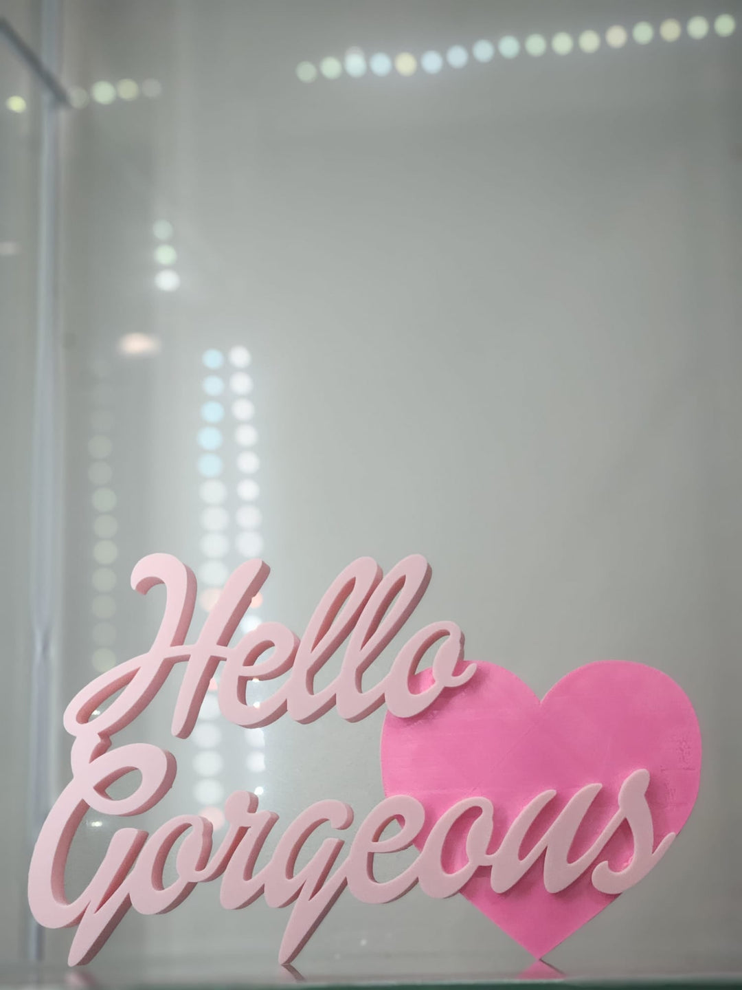 "Hello Gorgeous" 3D - Printed Pink Sign with Heart – Ideal for Vanity & Home Décor - JDColFashion