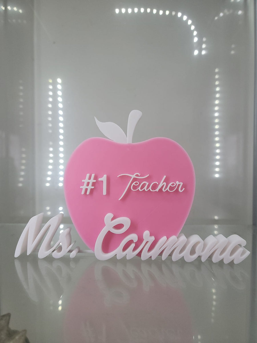 Personalized #1 Teacher 3D - Printed Apple Sign - JDColFashion