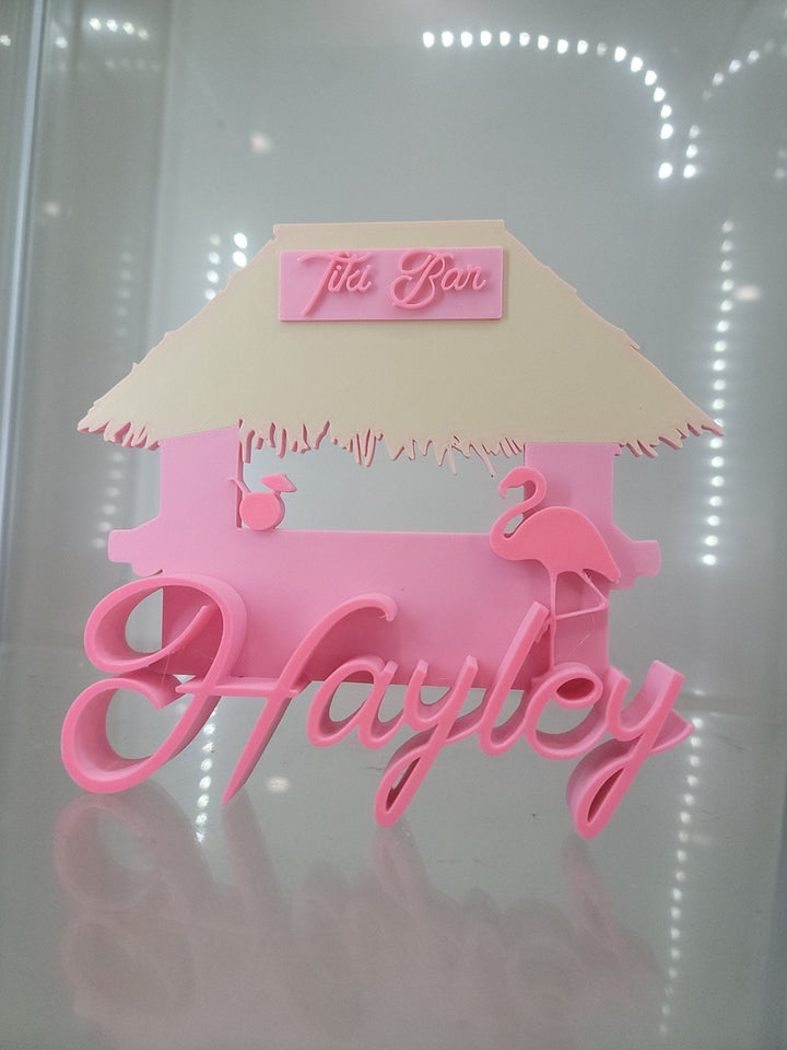 Personalized Flamingo Paradise Tiki Bar Sign 3D Printed - JDColFashion