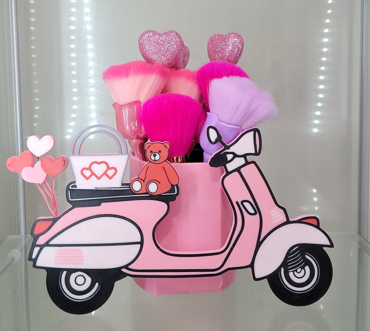 Pink Vespa Glam Brush Holder for Vanity Decor - JDColFashion