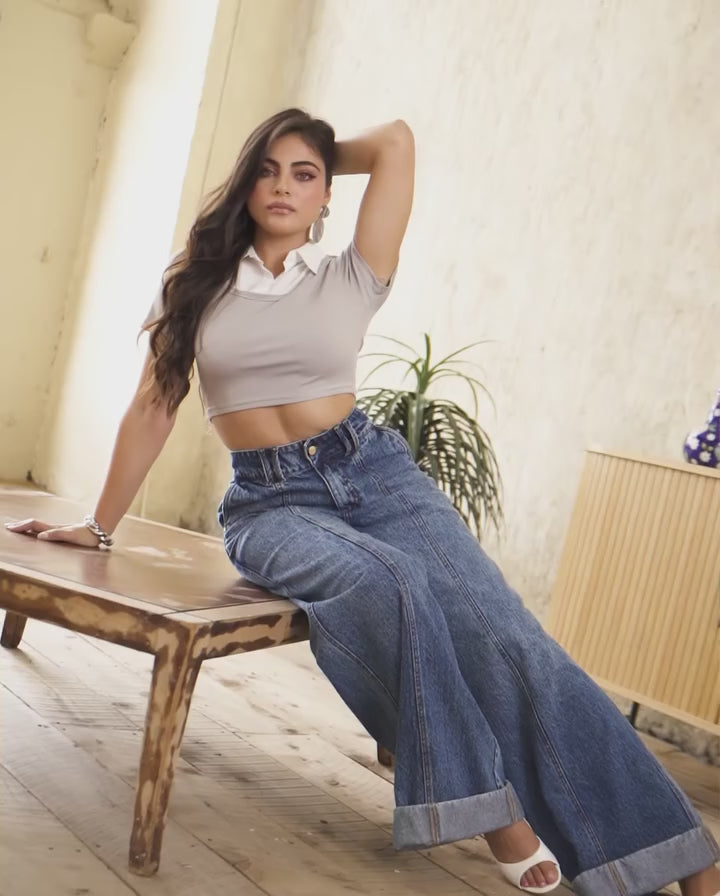 Cowl 100% Authentic Colombian Palazzo Jeans: Iconic Wide Leg