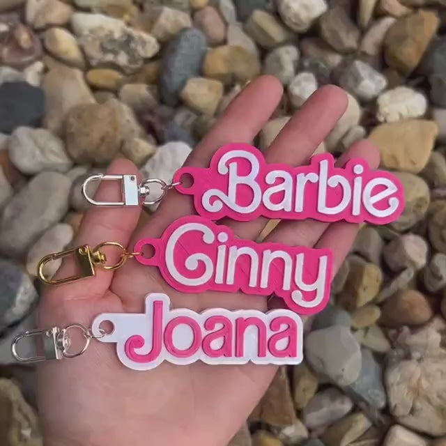 Personalized Barbie-Style Keychain - Two-Tone (keychain clip not included)