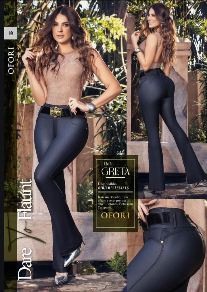 Greta 100% Authentic Colombian Push Up Jeans (Leather effect)