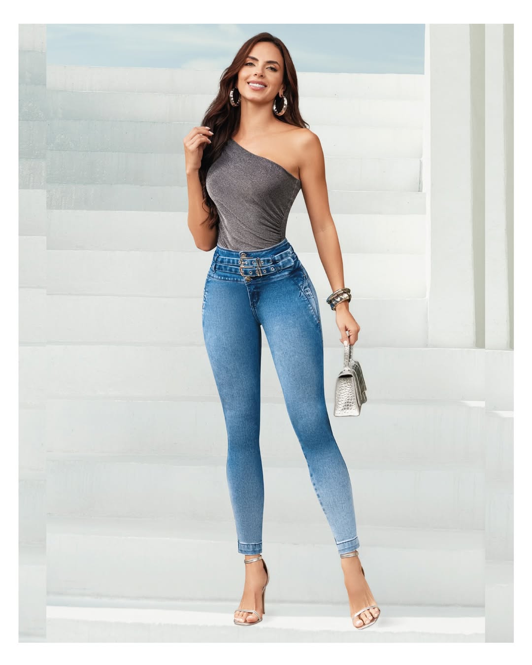 Prana 100% Authentic Colombian Push-Up Skinny Jeans with Double Buckle Waistband