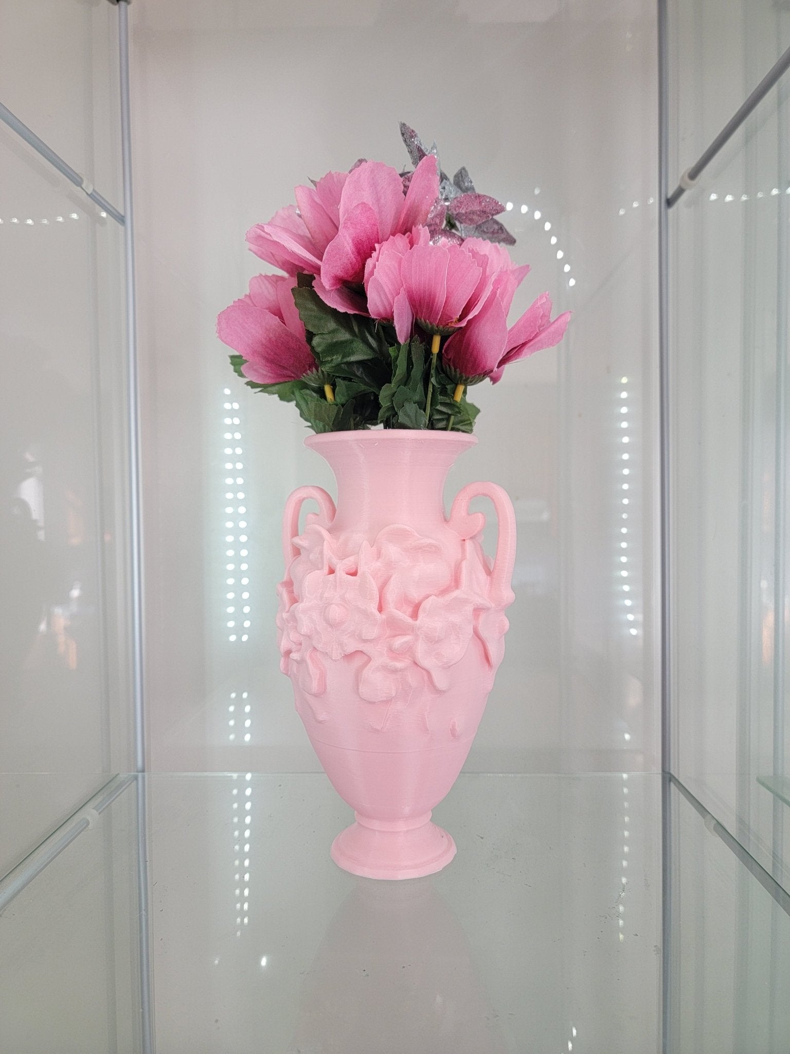 Vintage - Inspired Pink Floral Vase – 3D - Printed Elegance - JDColFashion