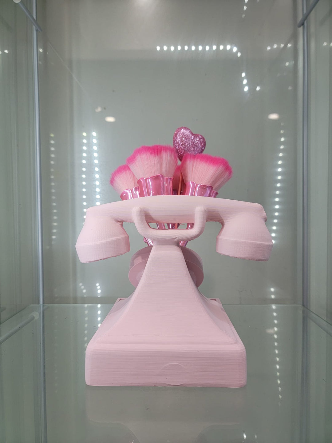 Vintage Pink Rotary Phone Retro Vanity & Home Decor Makeup Organizer Brush Holder - JDColFashion