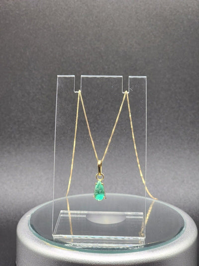 1 Carat Naturally Mined Untreated Colombian Emerald NECKLACE in 18K Gold ICG - JDColFashion