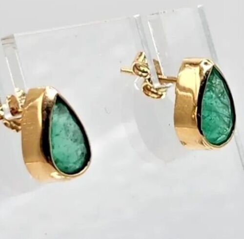 2.41 Carat Naturally Mined Untreated Colombian Emerald Earrings 18k GOLD ICG CER - JDColFashion