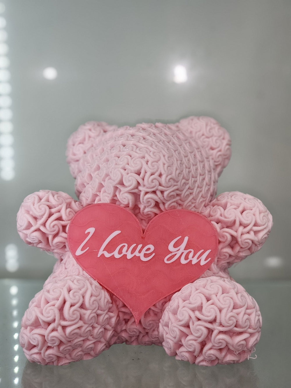 3d printed Rose Teddy Bear Flower base holder 6" tall - JDColFashion