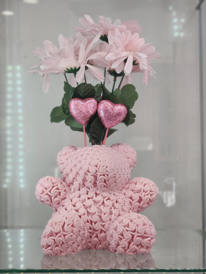 3d printed Rose Teddy Bear Flower base holder - JDColFashion