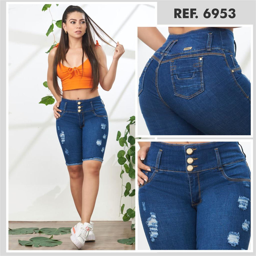 6818 Dark 100% Authentic Colombian Push Up Capri – Colombian Jeans Wholesale
