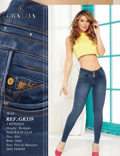 GR339 100% Authentic Colombian Push Up Jeans by Grazzia Jeans - JDColFashion