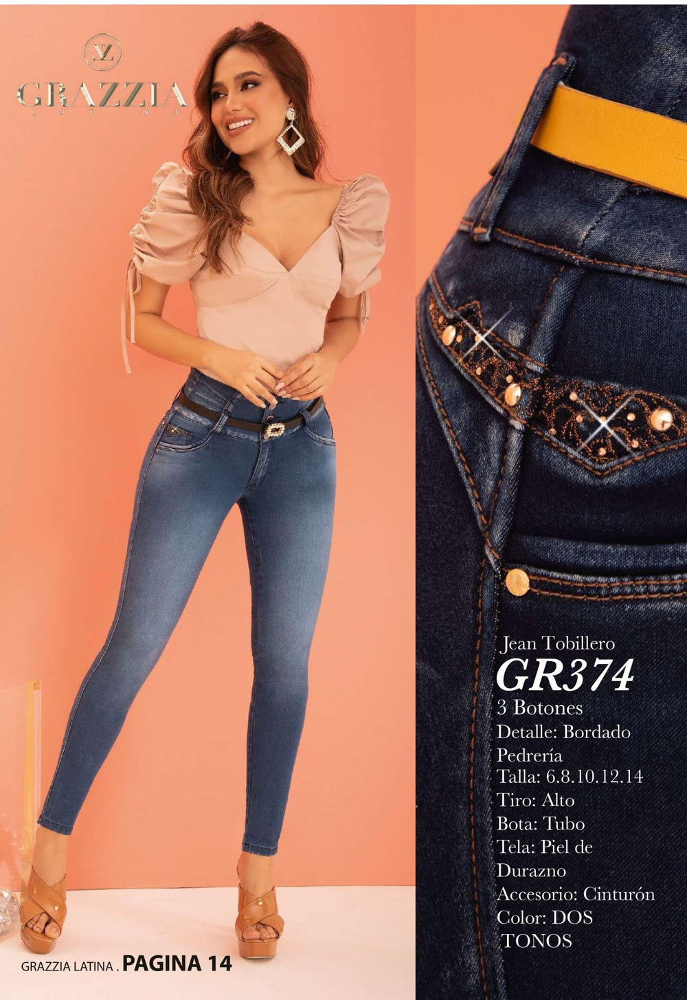 GR374 100% Authentic Colombian Push Up Jeans by Grazzia Jeans - JDColFashion