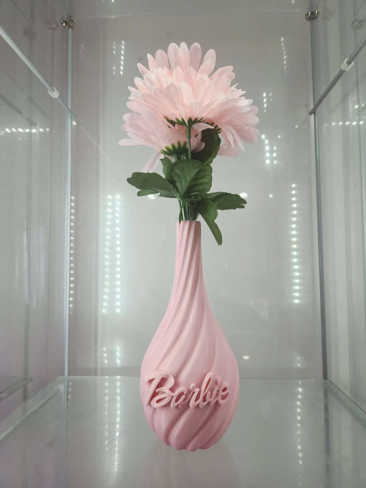PERSONALIZED 3D Printed Barbie Flower Vase Decoration Barbie or Your Name! Desk Sign Decoration Mattel 8"x4", the top hole is .5" wide - JDColFashion