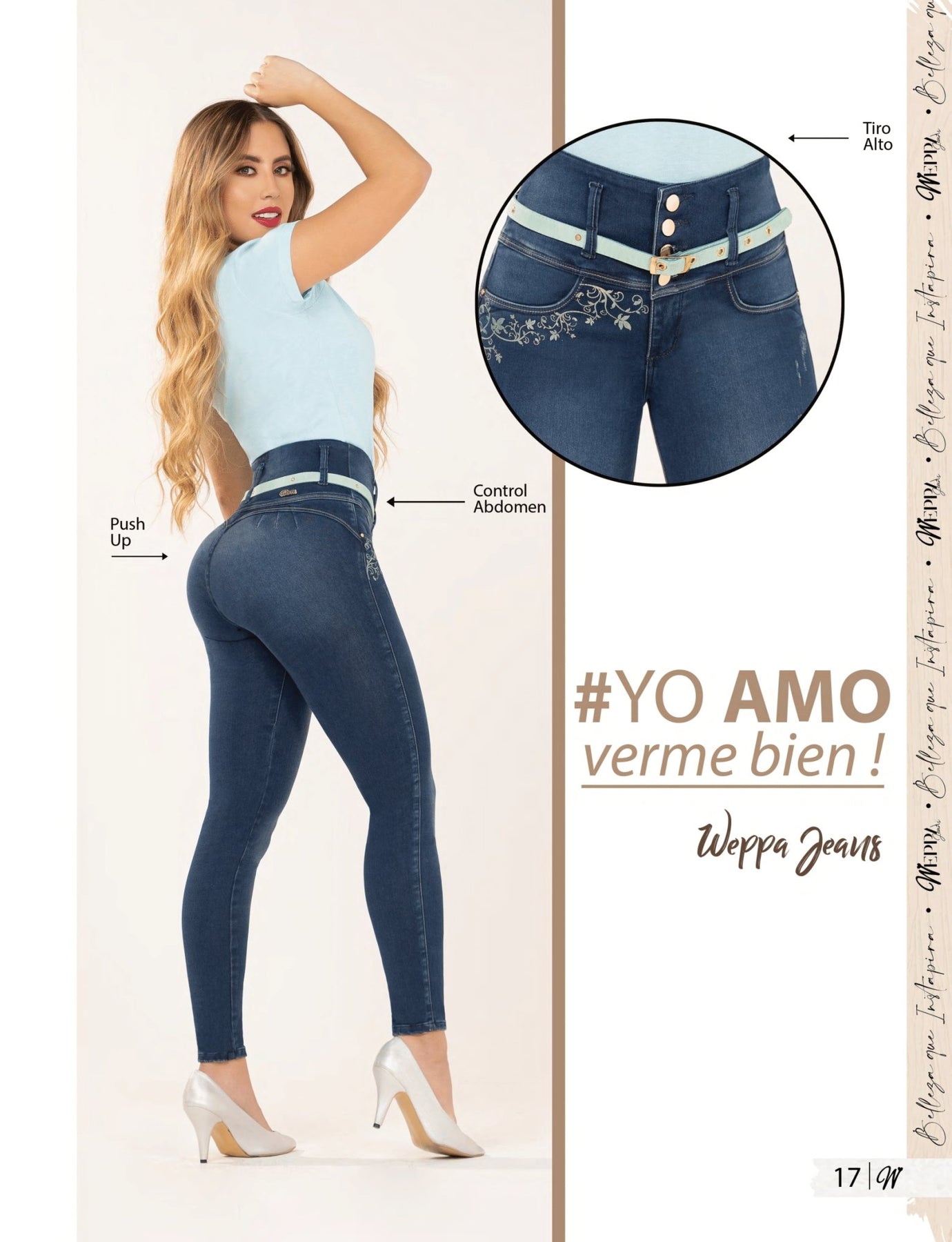 ROSE jeans colombiano levanta cola con push up skinny control de abdomen